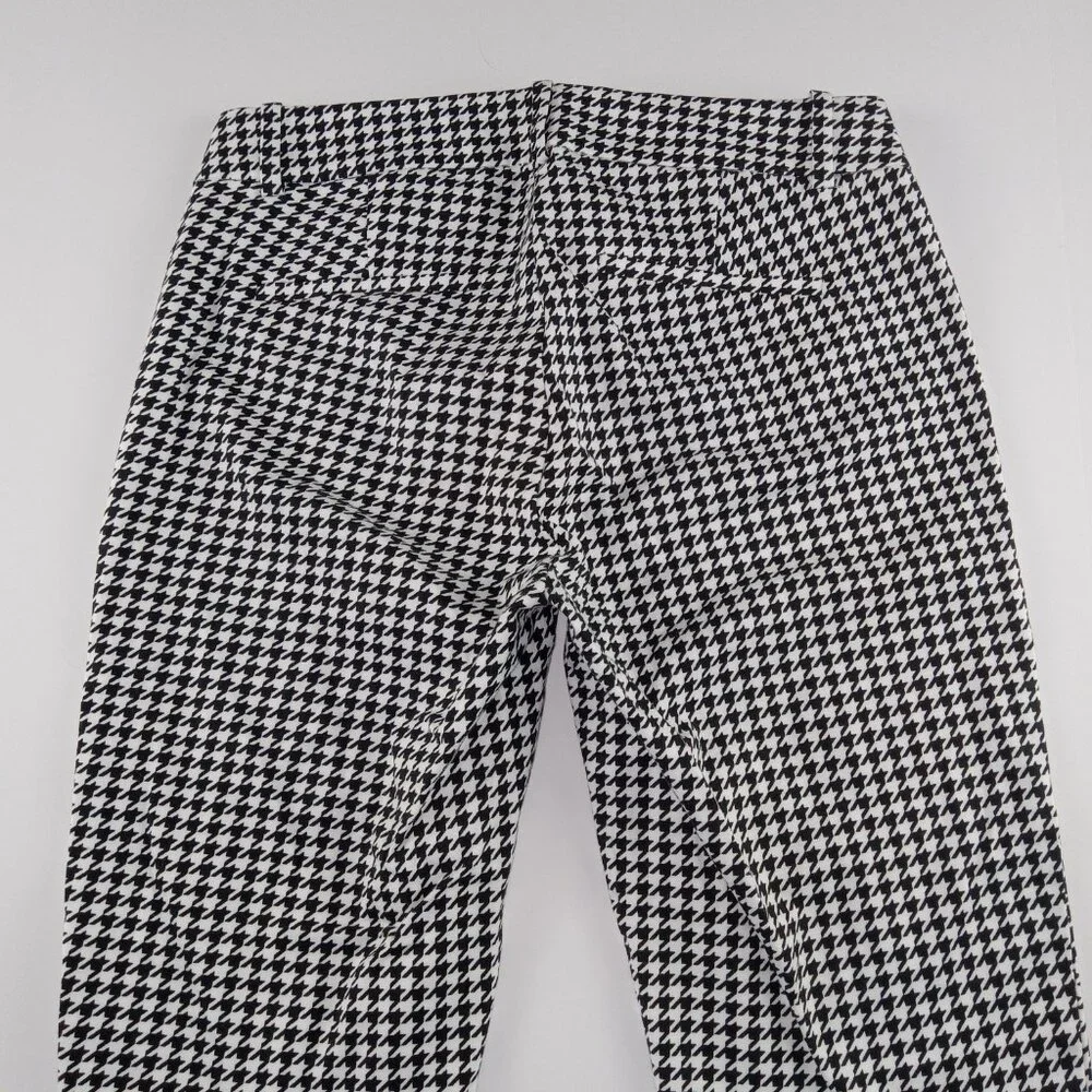 J. Crew Women's Winnie Crop Pant Size 4 Black White Houndstooth Mid Rise Stretch